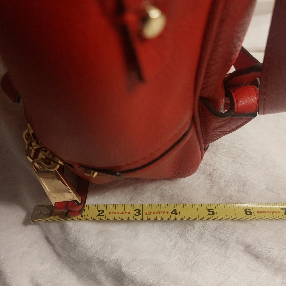 Michael Kors Red Rhea Leather Backpack - Picture 15 of 16